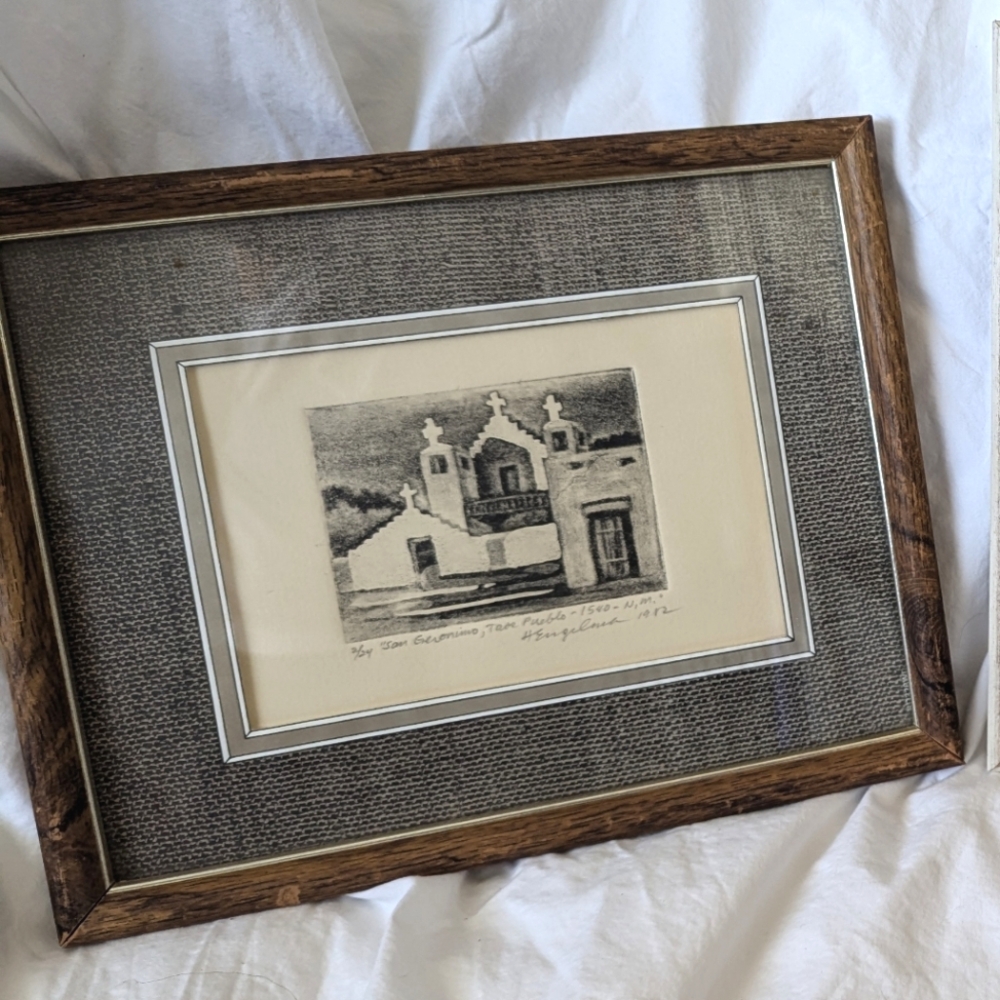 Original Artwork by Harry Engelman San Geronimo Pueblo New Mexico Scene - Picture 1 of 2